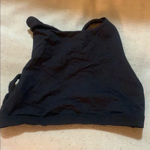 Black sports bra from aerie with high neck.